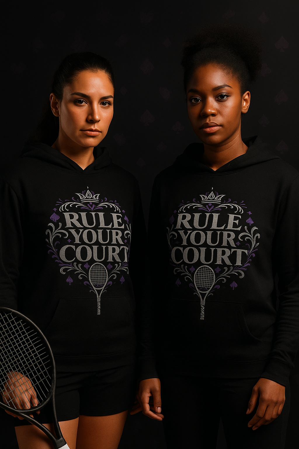 Rule Your Court Tennis Long Sleeve Hooded T-Shirt – Premium Athletic Hoodie for Players & Fans